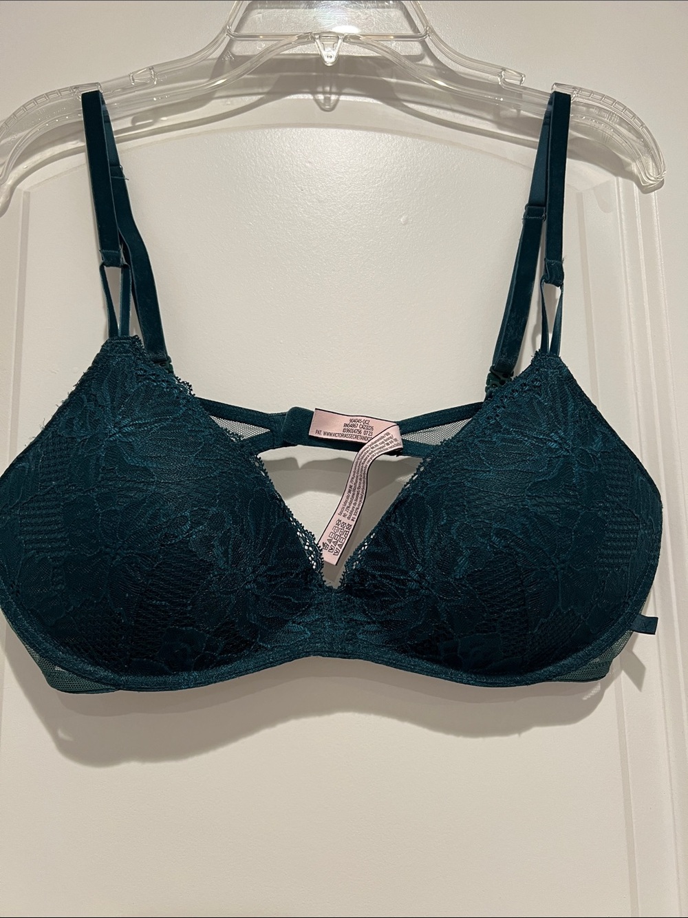 Like New Victoria's Secret Lace Push-Up Bra in Dark Teal 36B